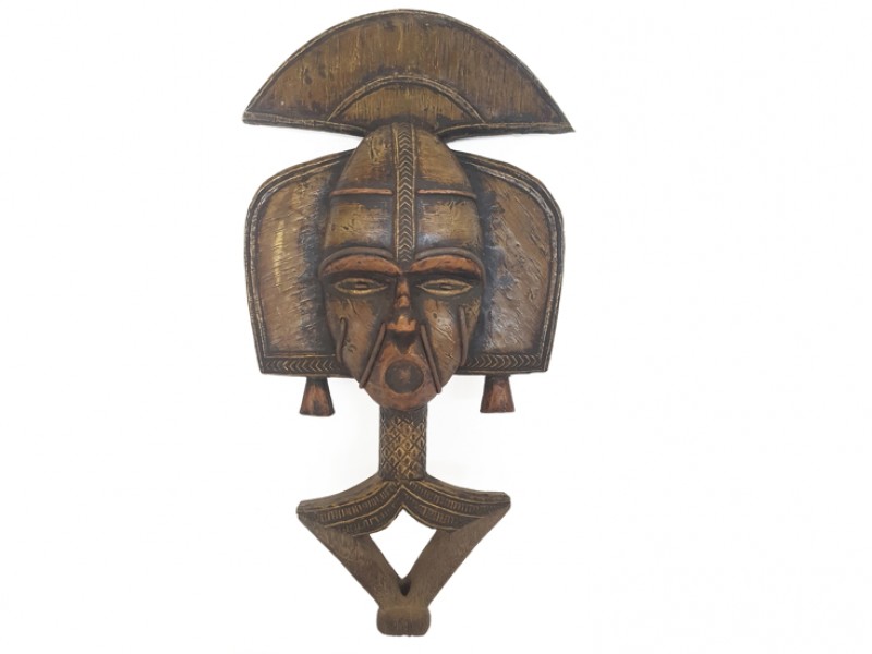 Decorative Kota Mask with Brass Detail Decorative Kota Mask with Brass Detail
